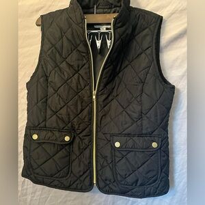 St. John's Bay Black Quilted Vest with Diamond Stitching